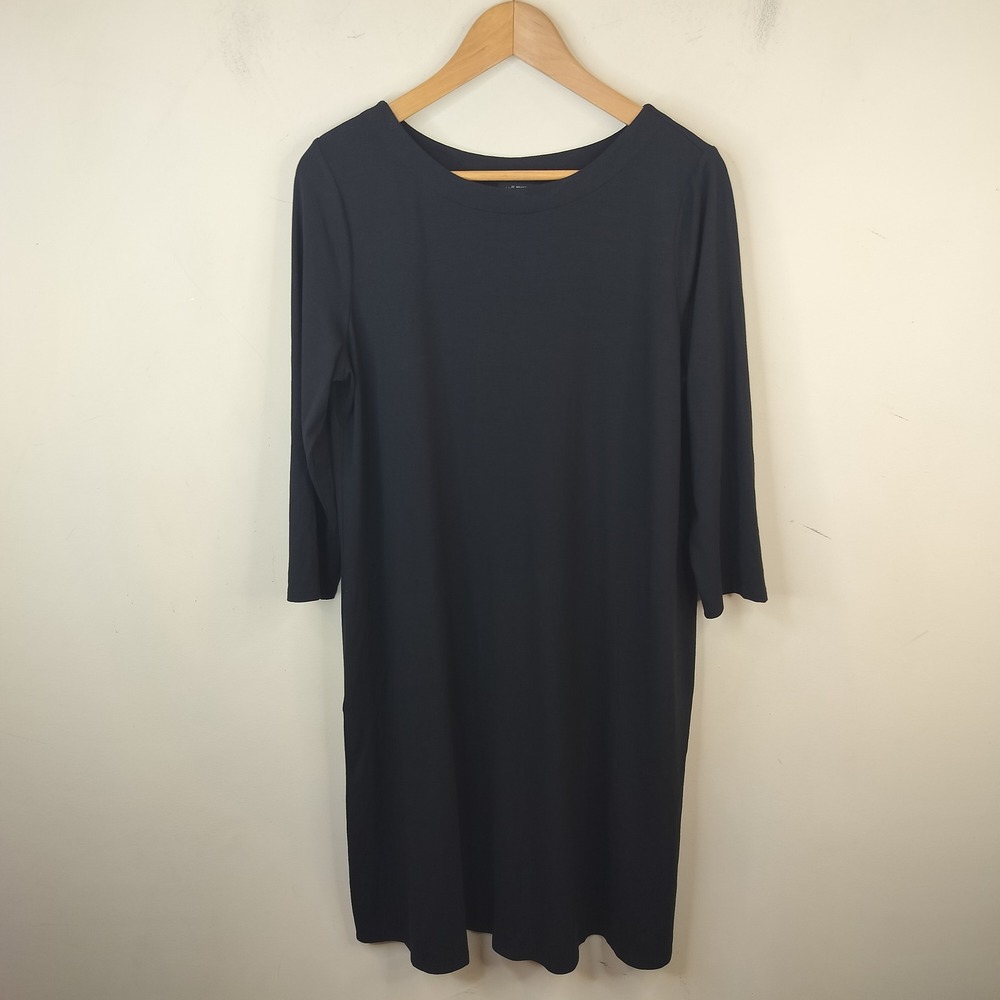 J. Jill Wearever Collection Dress Medium Long Sleeve Knit Casual Minimal Black